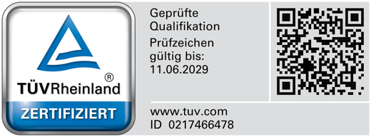TÜV Rheinland zertifiziert: Geprüfte Qualifikation Verkaufspsychologie, Prüfzeichen-ID 0217466478